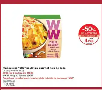 Monoprix WW Plat cuisiné poulet au curry et noix de coco offre