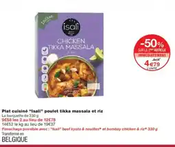 Monoprix ISALI Plat cuisiné poulet tikka massala et riz offre