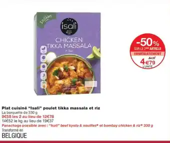 Monoprix ISALI Plat cuisiné poulet tikka massala et riz offre