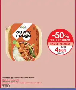 Monoprix PURE Plat cuisiné poulet avec riz curry rouge offre