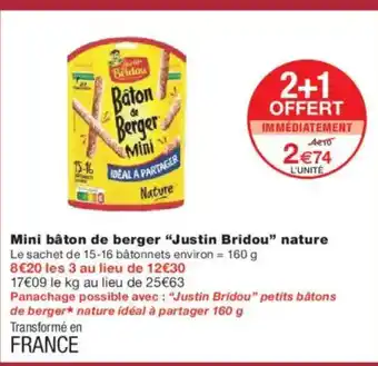 Monoprix JUSTIN BRIDOU Mini bâton de berger nature offre