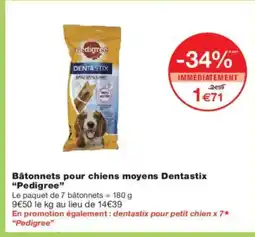 Monoprix PEDIGREE Bâtonnets pour chiens moyens Dentastix offre