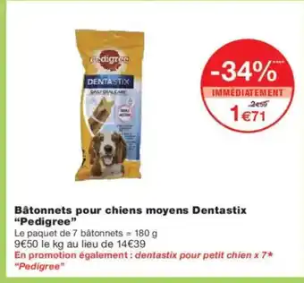 Monoprix PEDIGREE Bâtonnets pour chiens moyens Dentastix offre