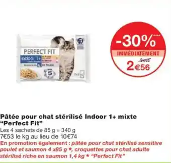 Monoprix PERFECT FIT Pâtée pour chat stérilisé Indoor 1+ mixte offre