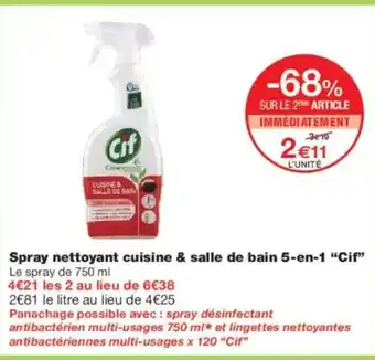 Monoprix CIF Spray nettoyant cuisine & salle de bain 5-en-1 offre