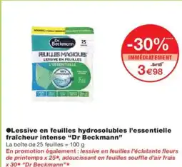 Monoprix DR BECKMANN Lessive en feuilles hydrosolubles l'essentielle fraîcheur intense offre