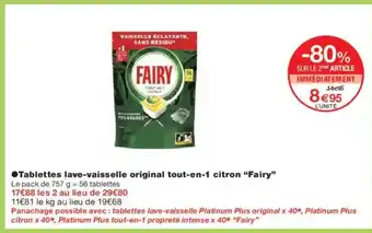Monoprix FAIRY Tablettes lave-vaisselle original tout-en-1 citron offre
