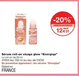 Monoprix ENERGIQA Sérum roll-on visage glow offre