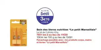 Monoprix LE PETIT MARSEILLAIS Soin des lèvres nutrition offre