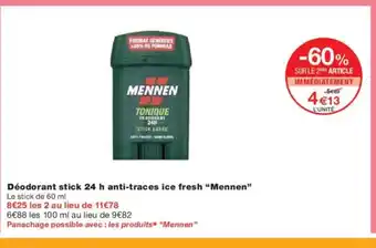 Monoprix MENNEN Déodorant stick 24 h anti-traces ice fresh offre