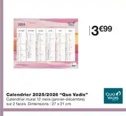 Monoprix QUO VADIS Calendrier 2025/2026 offre