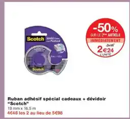 Monoprix SCOTCH Ruban adhésif spécial cadeaux + dévidoir offre