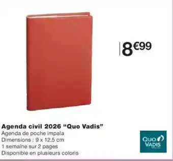 Monoprix QUO VADIS Agenda civil 2026 offre