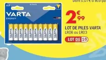 La Foir'Fouille VARTA Lot de piles offre
