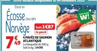 Auchan Supermarché 4 pavés de saumon atlantique offre