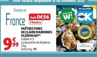 Auchan Supermarché Huîtres fines de claire marennes oléron igp offre