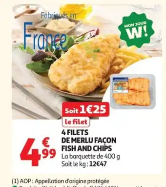 Auchan Supermarché 4 filets de merlu façon fish and chips offre