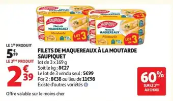 Auchan Supermarché SAUPIQUET Filets de maquereaux à la moutarde offre