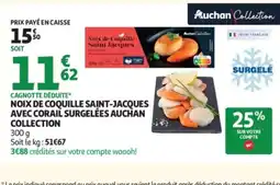 Auchan Supermarché Noix de coquille saint-jacques avec corail surgelées auchan collection offre