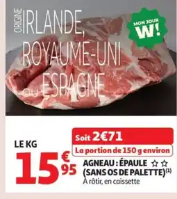 Auchan Supermarché Agneau: épaule sans os de palette offre