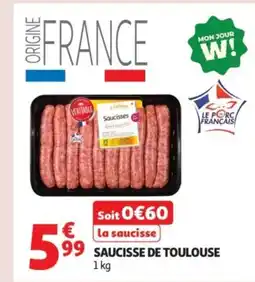 Auchan Supermarché Saucisse de toulouse offre