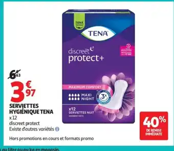 Auchan Supermarché TENA Serviettes hygiénique offre