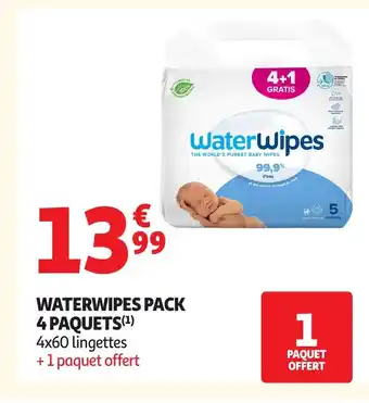 Auchan WATERWIPES Pack 4 paquets offre