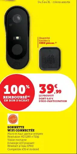 Hyper U Sonnette wifi connectée offre