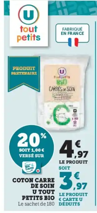 Hyper U Coton carre de soin u tout petits bio offre