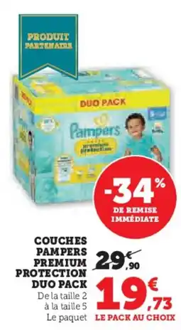 Hyper U Couches pampers premium protection duo pack offre