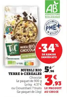 Hyper U TERRE & CEREALES Muesli bio offre