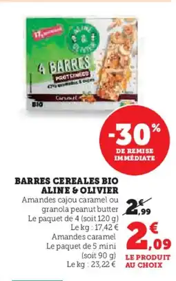 Hyper U ALINE & OLIVIER Barres cereales bio offre