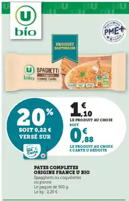 Hyper U Pates completes origine france u bio offre