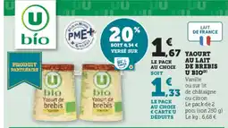 Hyper U Yaourt au lait de brebis u bio offre