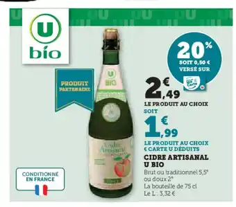 Hyper U Cidre artisanal u bio offre