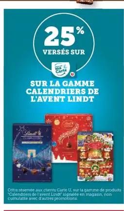 Hyper U LINDT Sur la gamme calendriers de l'avent offre