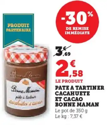Hyper U BONNE MAMAN Pate a tartiner cacahuete et cacao offre