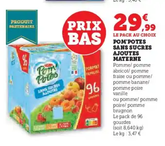 Hyper U POM'POTES Sans sucres ajoutes materne offre