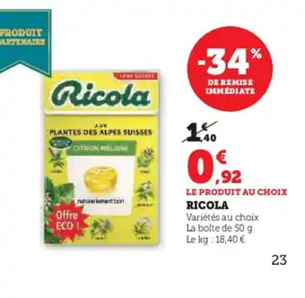 Hyper U RICOLA offre