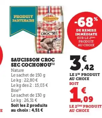 Hyper U COCHONOU Saucisson croc sec offre