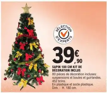 SAPIN 180 CM KIT DE DÉCORATION INCLUS