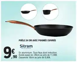 E.Leclerc POÊLE 24 CM AVEC POIGNÉE CUIVRÉE offre