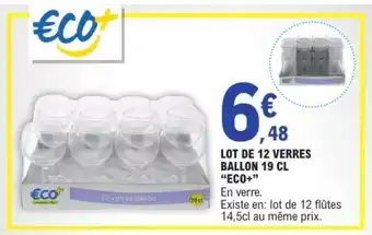 E.Leclerc LOT DE 12 VERRES BALLON 19 CL ECO+ offre