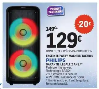 E.Leclerc PHILIPS ENCEINTE PARTY MACHINE TAX4000 offre