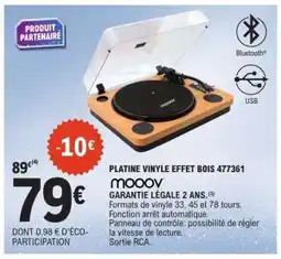 E.Leclerc PLATINE VINYLE EFFET BOIS 477361 offre