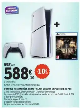 E.Leclerc CONSOLE PS5 (MODÈLE SLIM) + CLAIR OBSCUR EXPEDITION 33 PS5 offre