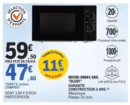 E.Leclerc MICRO-ONDES GRIL “ELSAY” offre