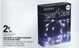 E.Leclerc GUIRLANDE FIL D'ARGENT INTERIEUR 100 LED BLANC FROID offre
