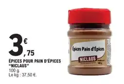 E.Leclerc ÉPICES POUR PAIN D'ÉPICES “NICLAUS” offre