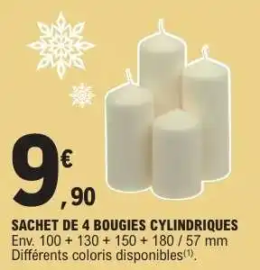 E.Leclerc SACHET DE 4 BOUGIES CYLINDRIQUES offre